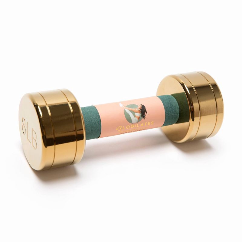 slide 1 of 5, Blogilates Dumbbell - Gold 8lbs, 8 lb