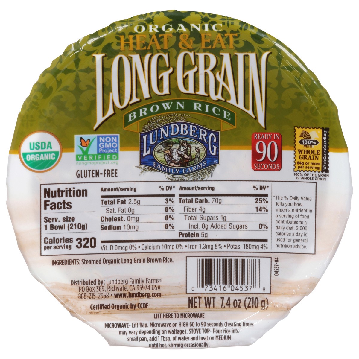 slide 1 of 9, Lundberg Family Farms Organic Long Grain Brown Rice 7.4 oz, 7.4 oz
