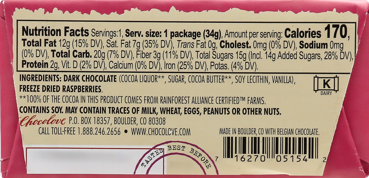 slide 5 of 9, Chocolove 55% Cocoa Raspberries Dark Chocolate 1.2 oz, 1.2 oz