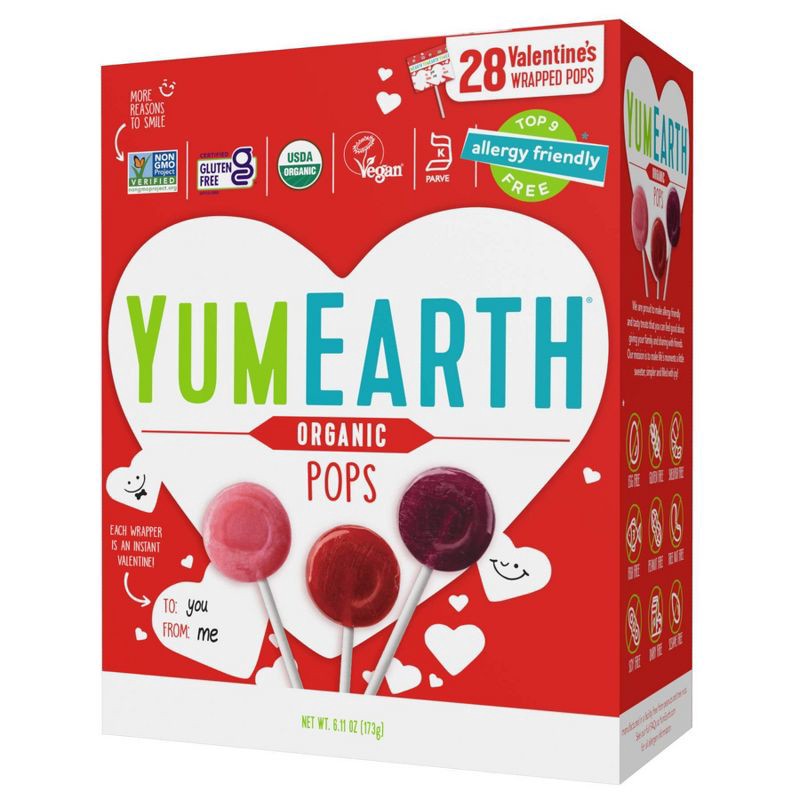 slide 1 of 7, YumEarth Valentine's Organic Pops - 6.11oz/28ct, 6.11 oz, 28 ct