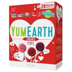 YumEarth Valentine's Classroom Exchange Organic Pops Candy - 6.11oz/28ct