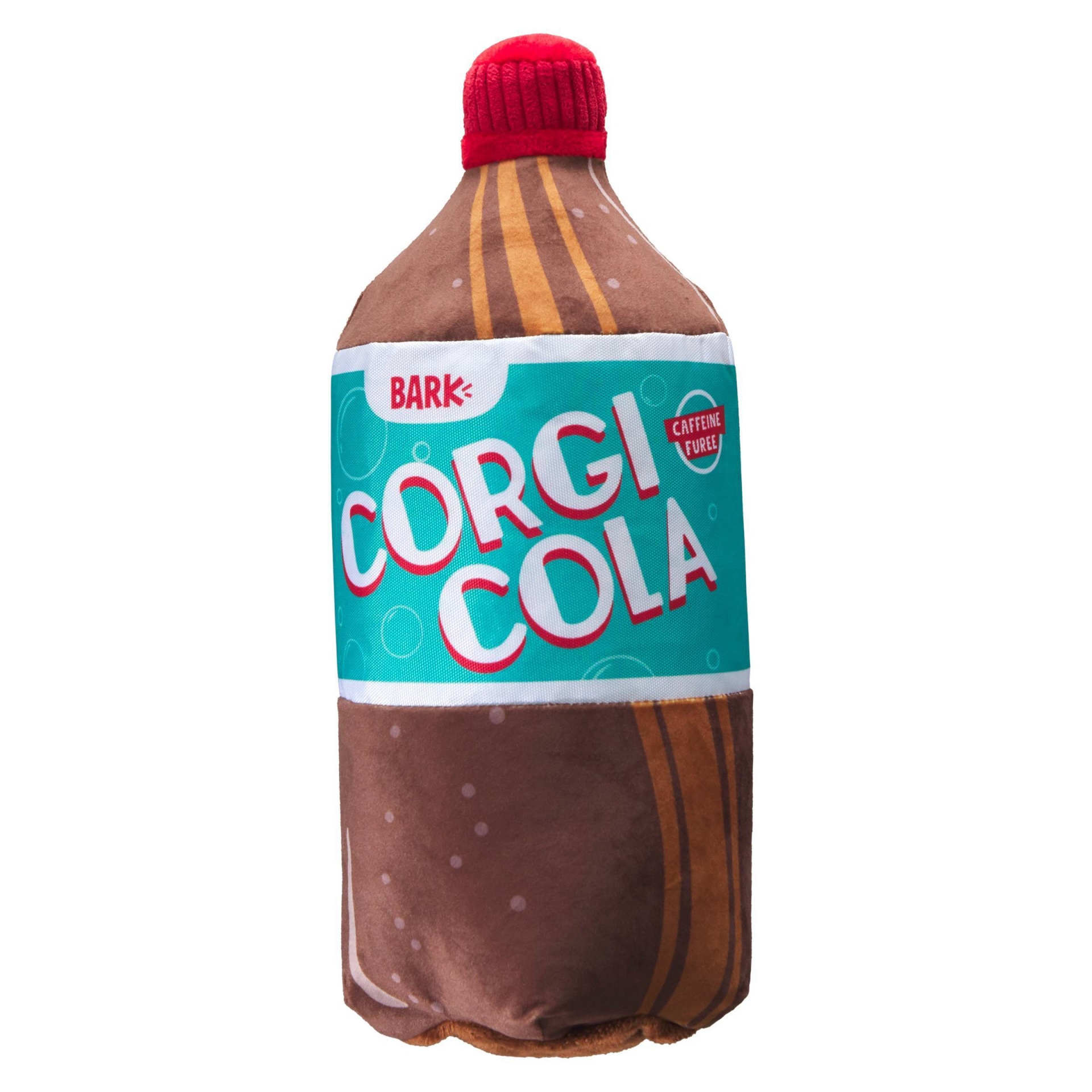 slide 1 of 4, BARK Soda Bottle Dog Toy - Corgi-Cola, 1 ct