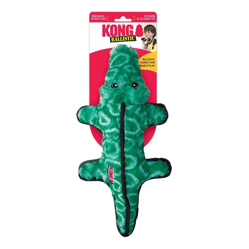 slide 3 of 3, KONG Tough Plush Gator Dog Toy - Green, 1 ct