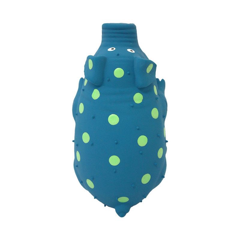 slide 4 of 5, Multipet Latex Polka Dot Pig Dog Toy - Blue - 9", 1 ct