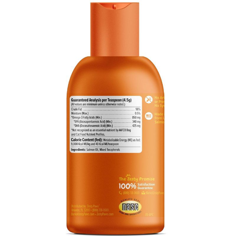 slide 2 of 4, Zesty Paws Skin & Coat Support Wild Alaskan Salmon Oil for Cats and Dogs - 8 fl oz, 8 fl oz