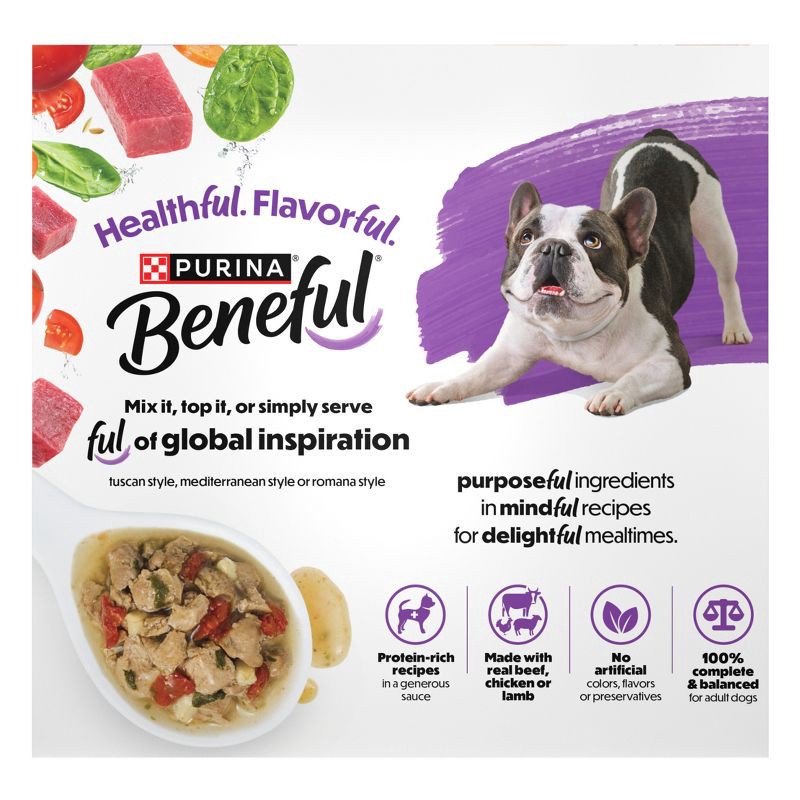 slide 2 of 14, Purina Beneful Medleys Romana, Mediterranean & Tuscan Style with Chicken, Lamb and Beef Flavors Wet Dog Food - 3oz/30ct Variety Pack, 3 oz, 30 ct