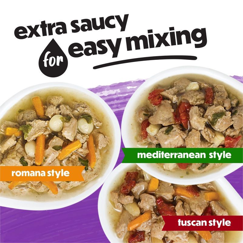 slide 5 of 14, Purina Beneful Medleys Romana, Mediterranean & Tuscan Style with Chicken, Lamb and Beef Flavors Wet Dog Food - 3oz/30ct Variety Pack, 3 oz, 30 ct