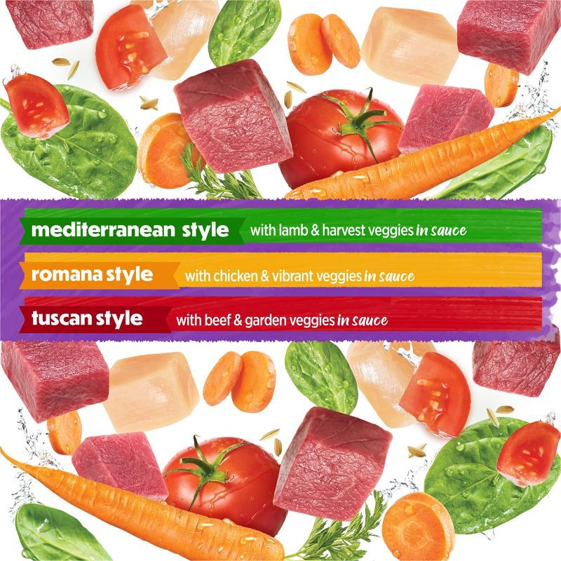 slide 6 of 14, Purina Beneful Medleys Romana, Mediterranean & Tuscan Style with Chicken, Lamb and Beef Flavors Wet Dog Food - 3oz/30ct Variety Pack, 3 oz, 30 ct