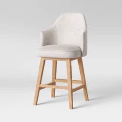Kinston Swivel Curved Back Upholstered Counter Height Barstool Linen - Threshold™: Chic Kitchen Seating, 300lb Capacity