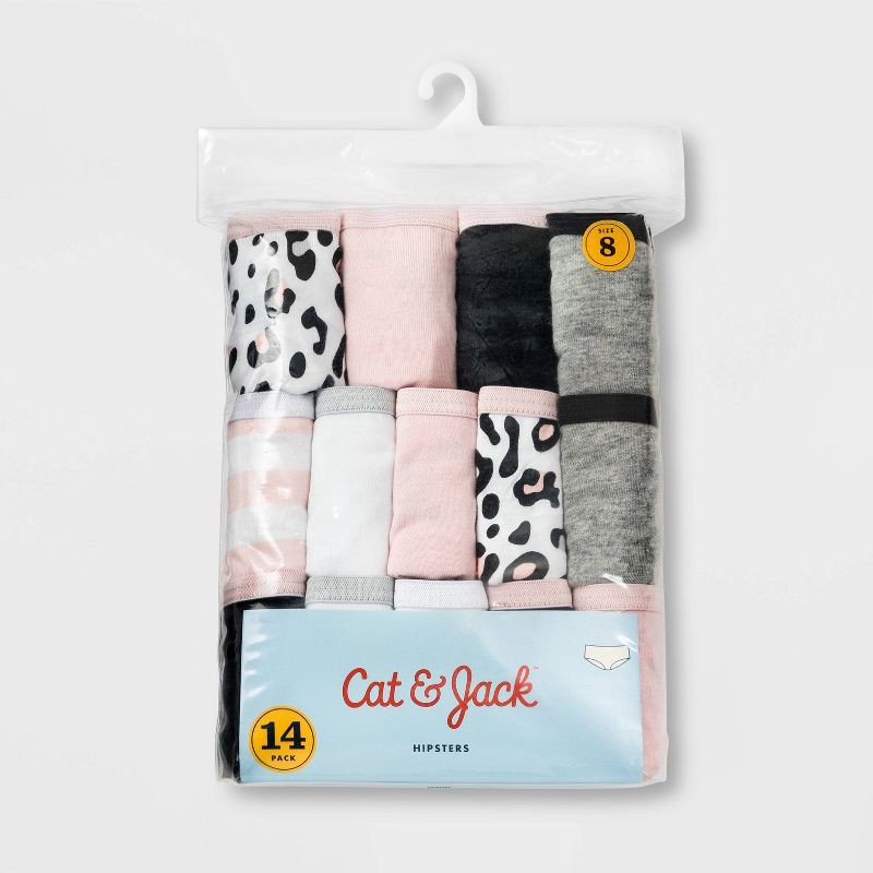 slide 2 of 2, Girls' 14pk Animal Print Cotton Hipsters - Cat & Jack™ 8, 14 ct