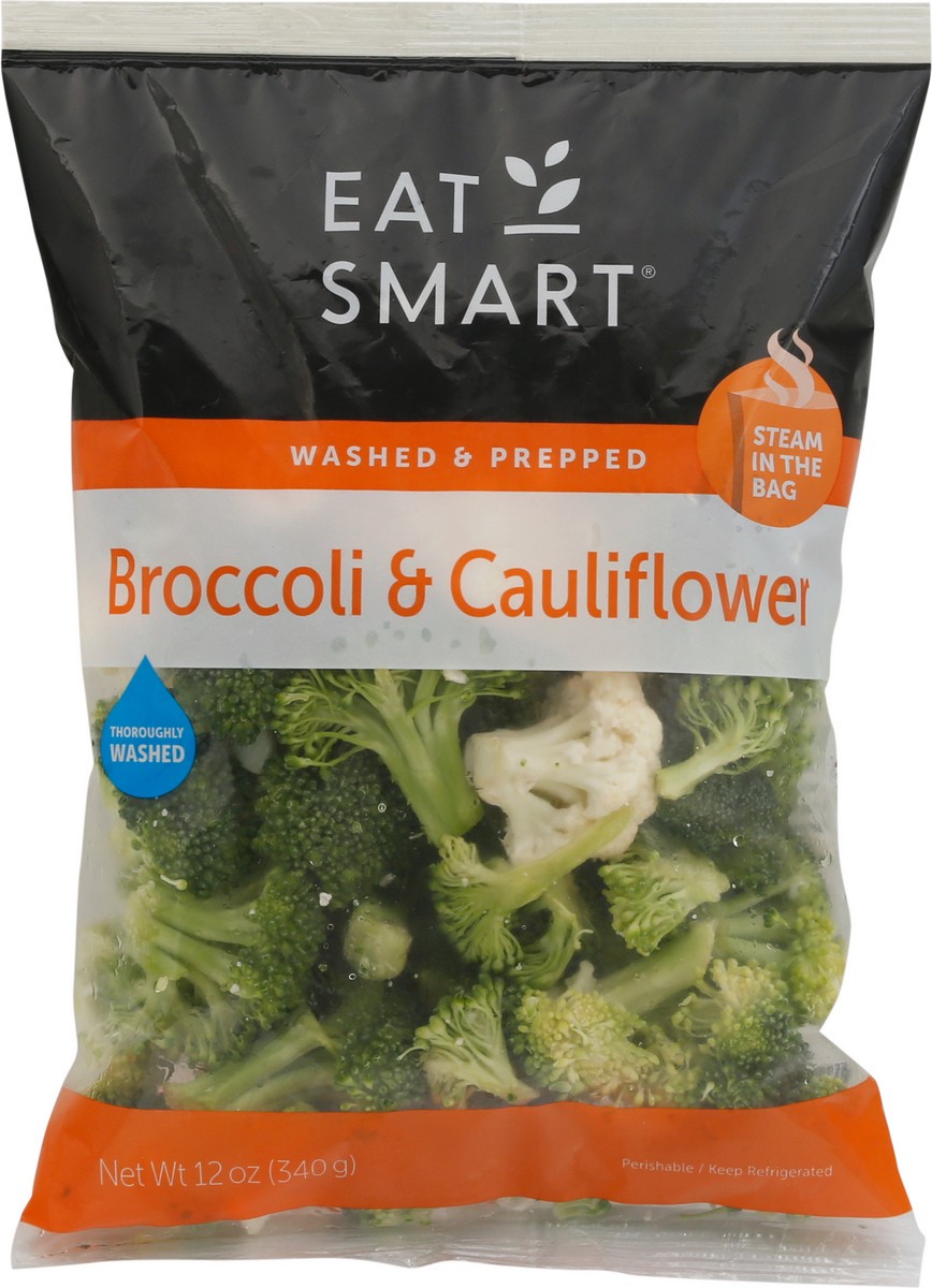 slide 1 of 13, Eat Smart Steam in the Bag Broccoli & Cauliflower 12 oz, 12 oz