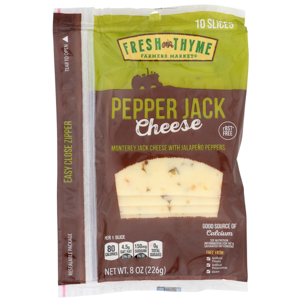 slide 1 of 1, Fresh Thyme Cheese Pepperjack Slices, 8 oz