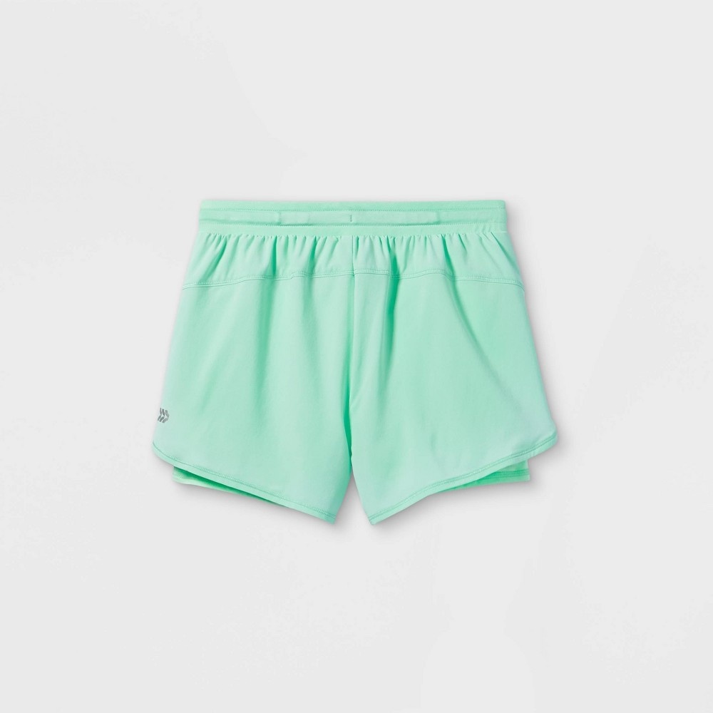 Girls' Double Layered Run Shorts - All in Motion Mint L 1 ct