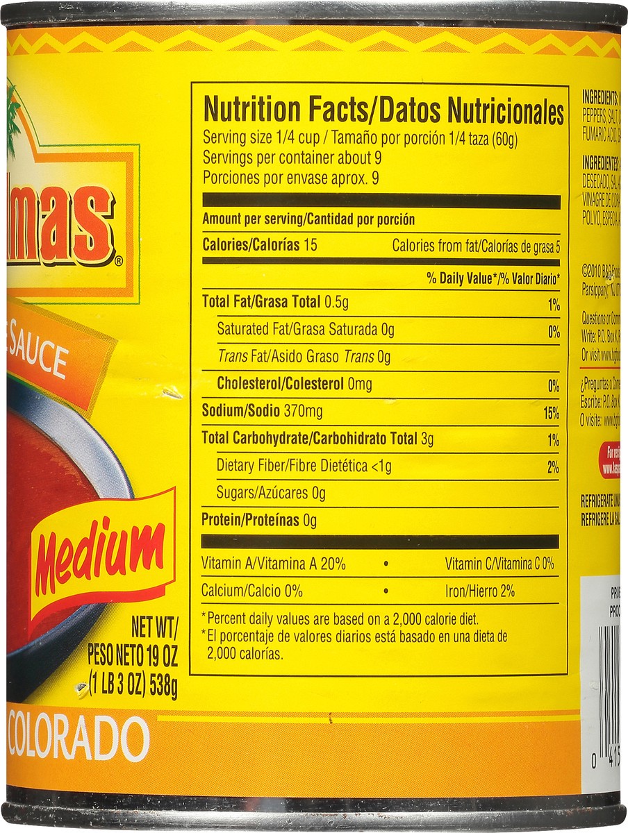slide 10 of 12, Las Palmas Medium Red Chile Sauce 19 oz. Can, 1.25 oz