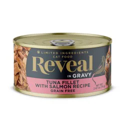 Reveal Natural Wet Cat Food Tuna Fillet with Salmon Recipe in Gravy 2.47 oz Can