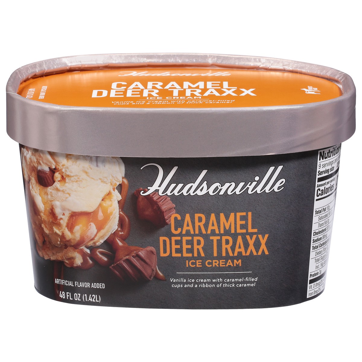 slide 1 of 9, Hudsonville Caramel Deer Traxx Ice Cream 48 fl oz, 48 fl oz