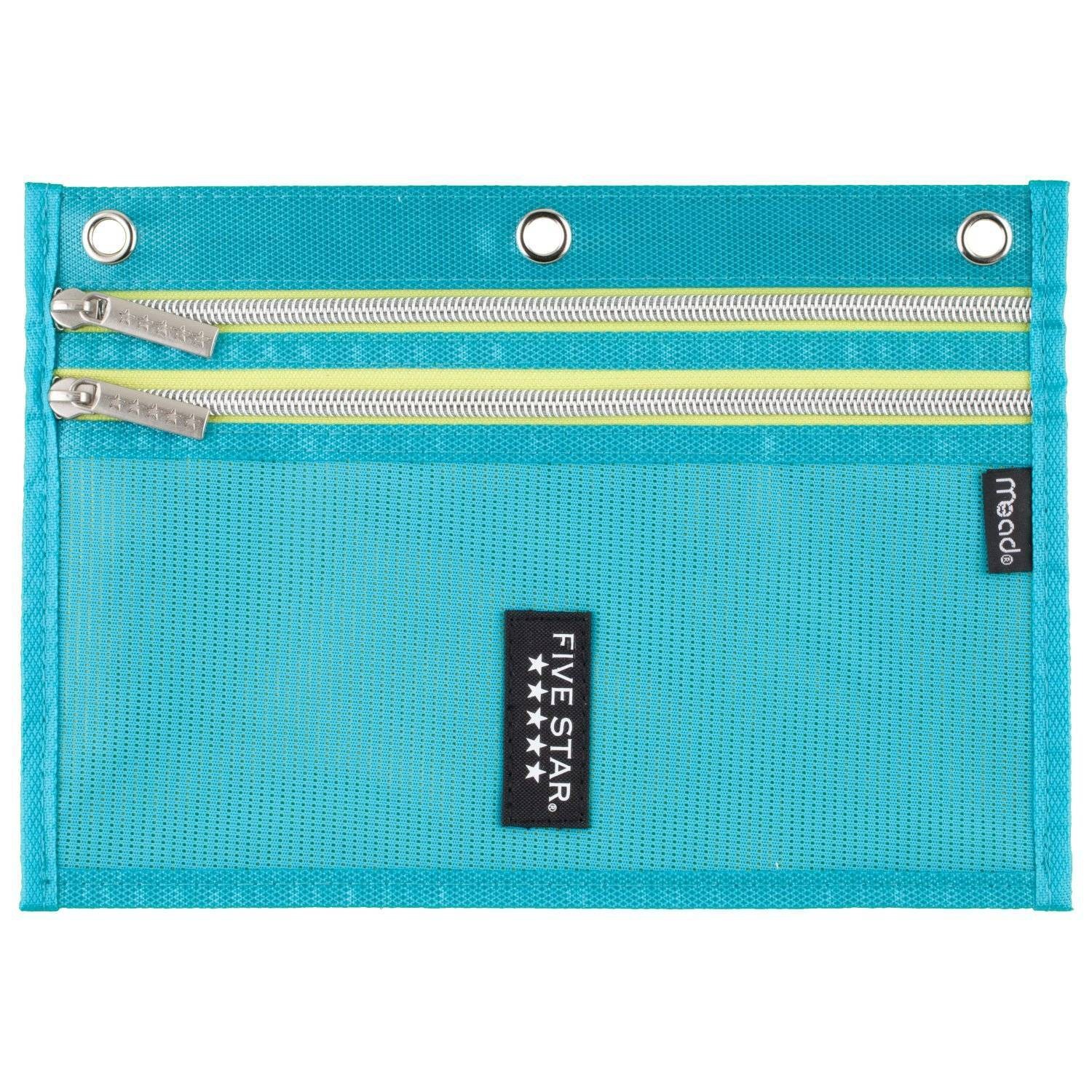 slide 1 of 2, Five Star Dual Zipper Pencil Pouch - Teal, 1 ct