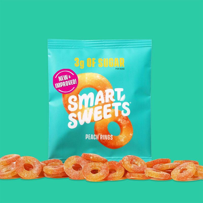 slide 5 of 5, SmartSweets Peach Rings, Sour Gummy Candy - 1.8oz, 1.8 oz