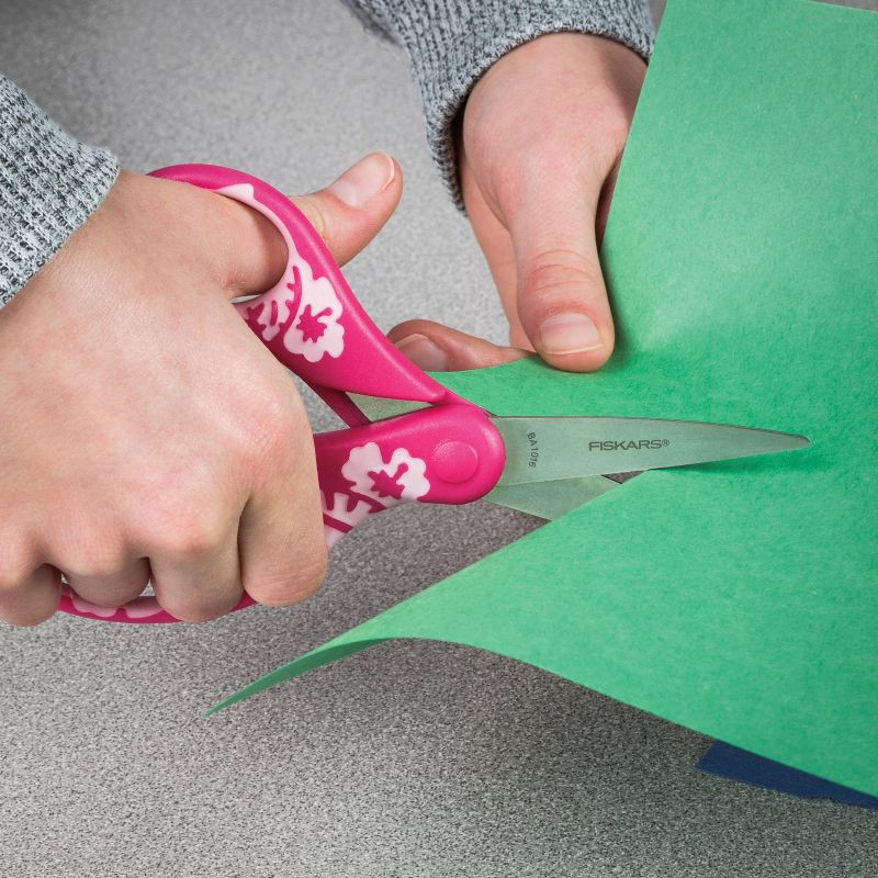 Fiskars 6 Soft Grip Big Kids Scissors - Pink Floral