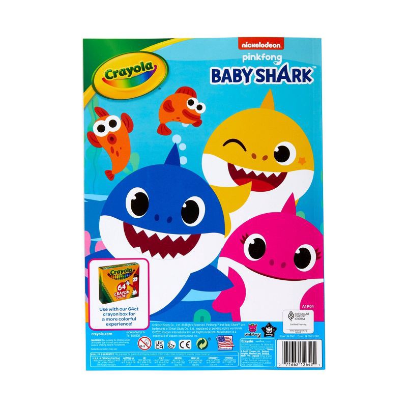 Crayola 96pg Baby Shark Coloring Book With Sticker Sheet 1 Ct 