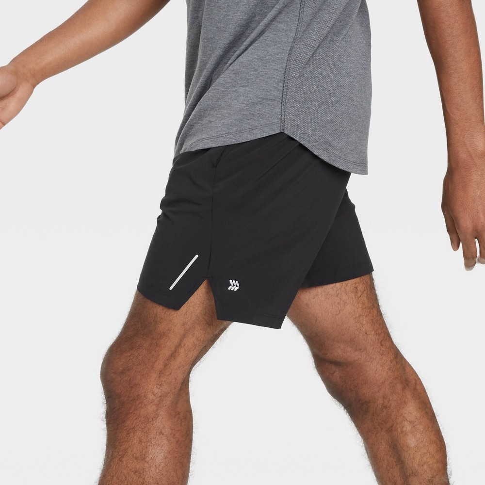 Men's 7 Unlined Run Shorts - All in Motion Black M 1 ct
