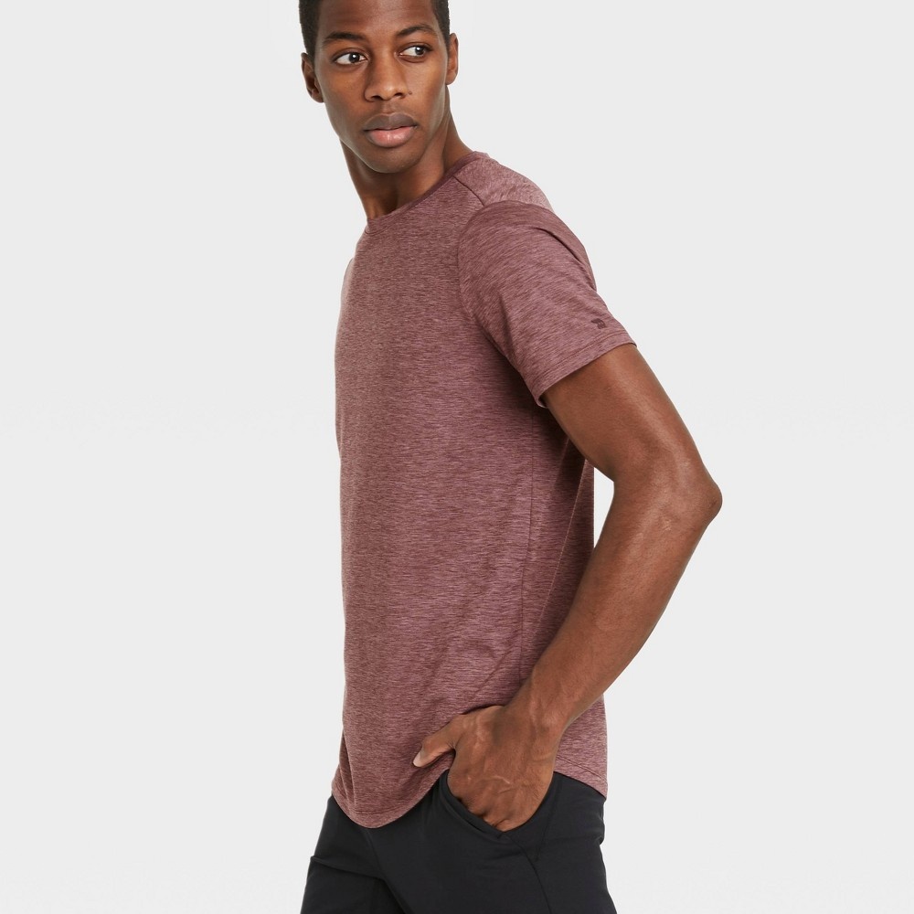 slide 4 of 4, Men's Short Sleeve Soft Stretch T-Shirt - All in Motion Berry Red Heather M, 1 ct