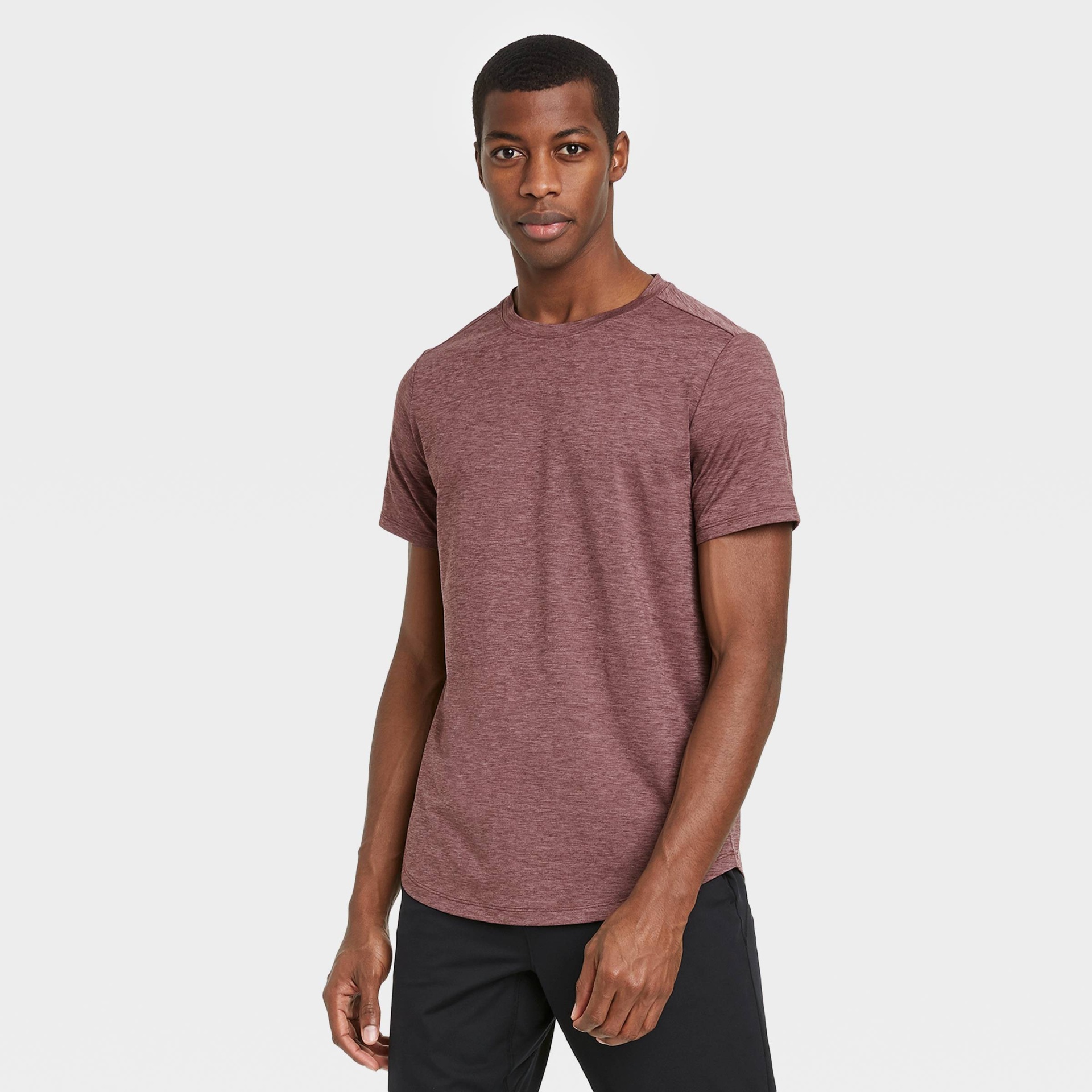 slide 1 of 4, Men's Short Sleeve Soft Stretch T-Shirt - All in Motion Berry Red Heather M, 1 ct