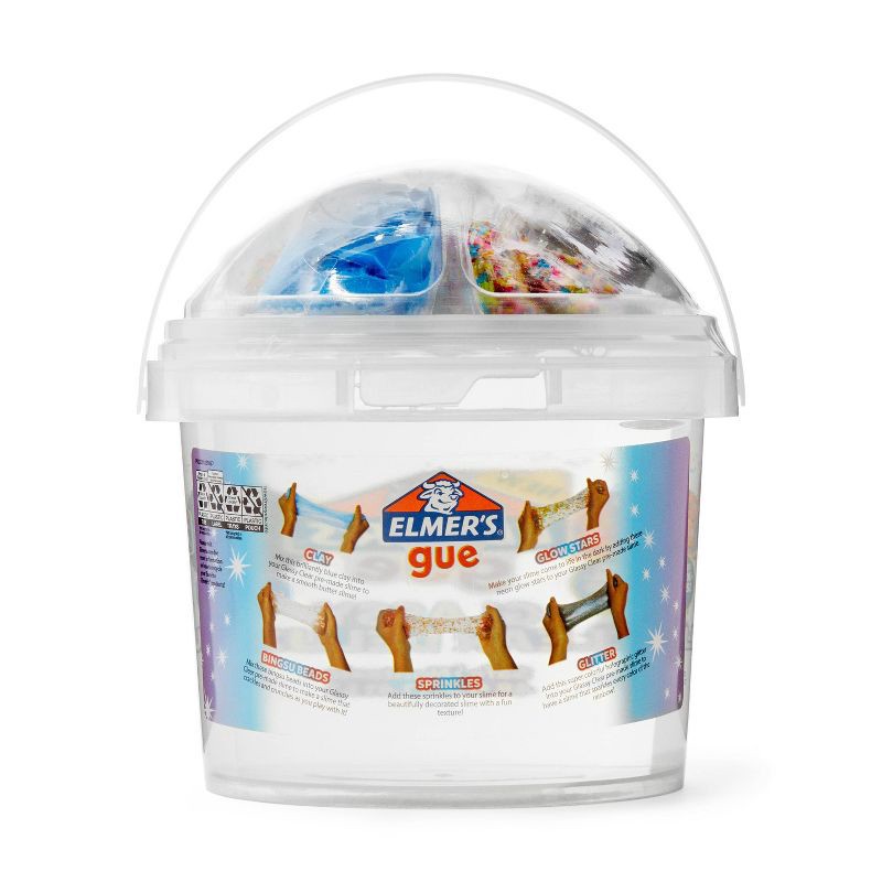 slide 3 of 8, Elmer's Gue 3lb Glassy Clear Deluxe Premade Slime Kit with Mix-Ins: Sensory Development, Storage Container, Ages 3+, 3 lb