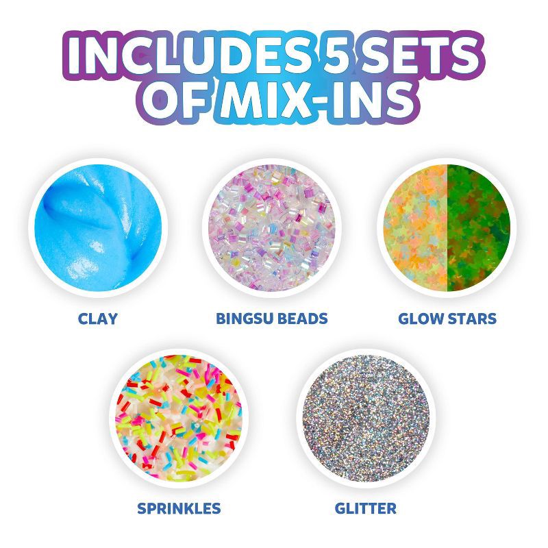 slide 6 of 8, Elmer's Gue 3lb Glassy Clear Deluxe Premade Slime Kit with Mix-Ins: Sensory Development, Storage Container, Ages 3+, 3 lb