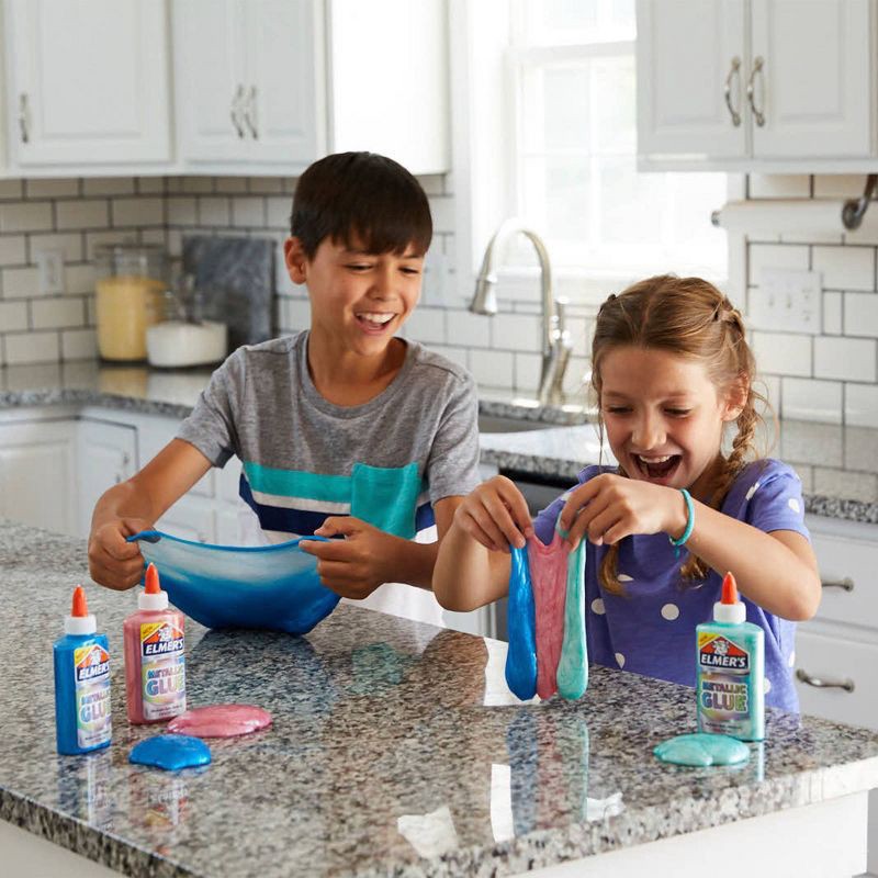 slide 5 of 5, Elmer's 5oz Washable School Glue - Metallic Teal Blue: Glitter, Colored, Liquid, Turquoise, Art & Stationery, 5 oz