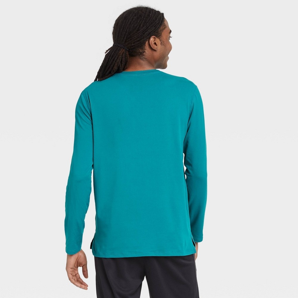 slide 2 of 4, Men's Long Sleeve Performance T-Shirt - All in Motion Turquoise M, 1 ct