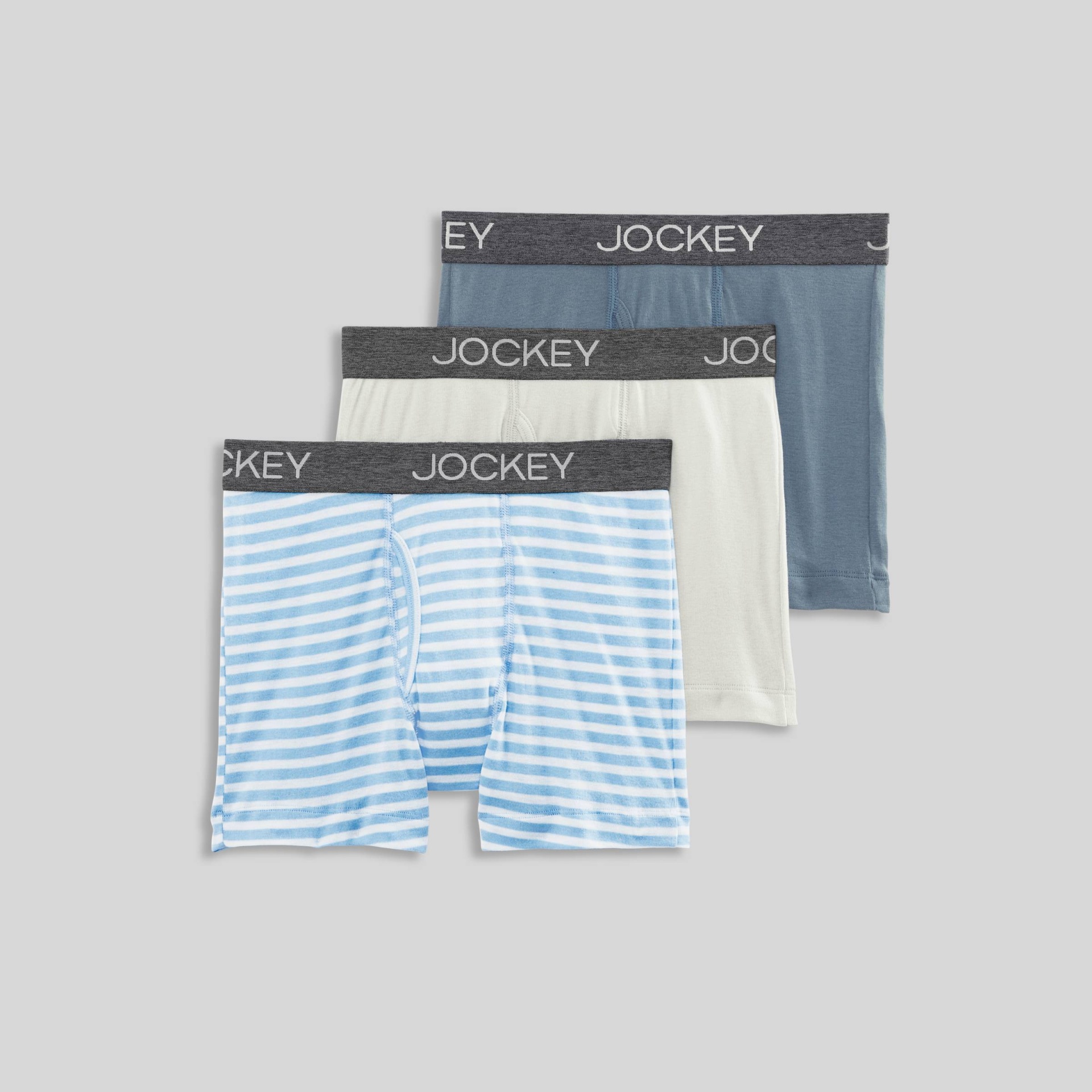 Jockey Generation Boys' 3pk Cotton Boxer Briefs'- Gray/Blue S 1 ct