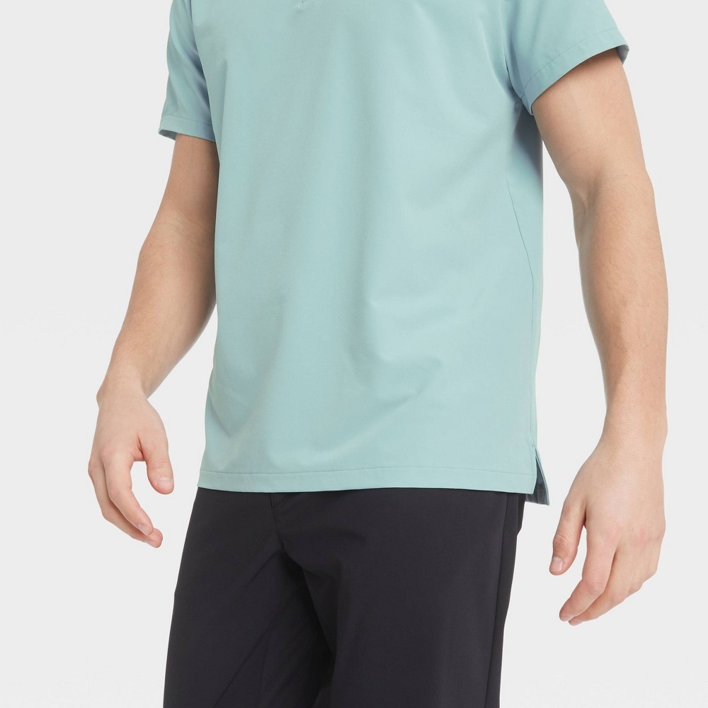 slide 2 of 4, Men's Stretch Woven Polo Shirt - All in Motion Mist M, 1 ct