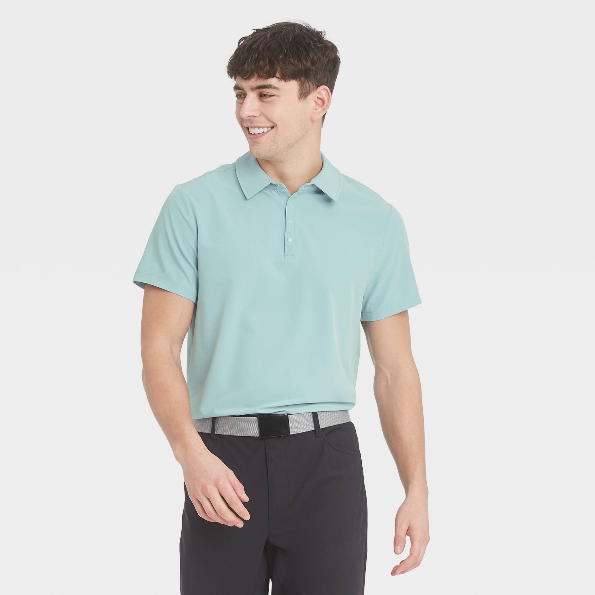 slide 1 of 4, Men's Stretch Woven Polo Shirt - All in Motion Mist M, 1 ct