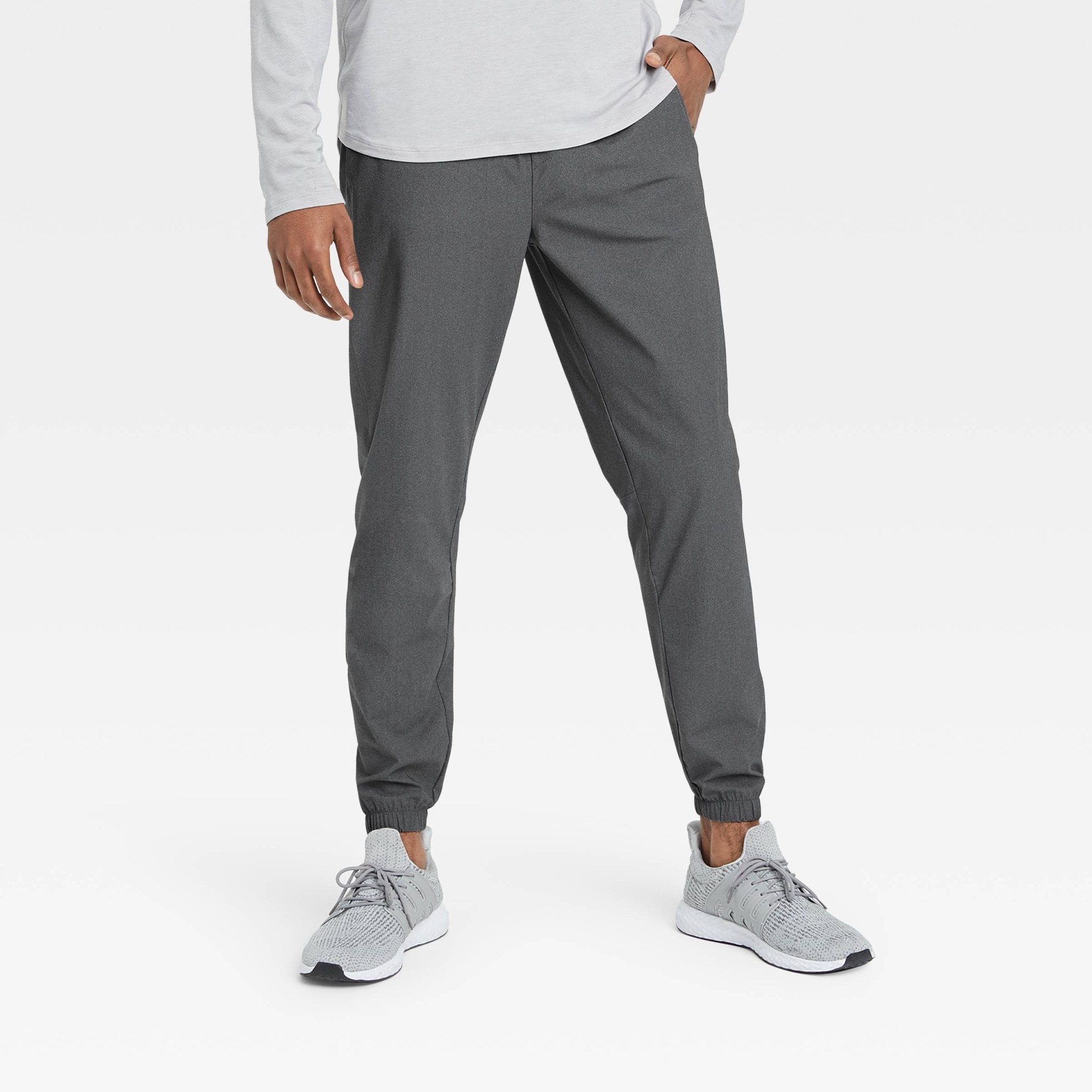 Men's Lightweight Run Pants - All in Motion Heathered Black S 1 ct