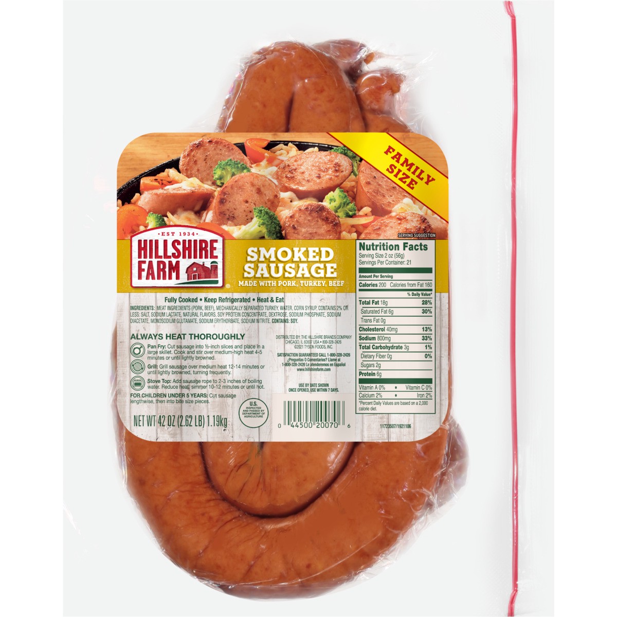 slide 1 of 6, Hillshire Farm Smoked Sausage, 42 oz. Family Pack, 42 oz