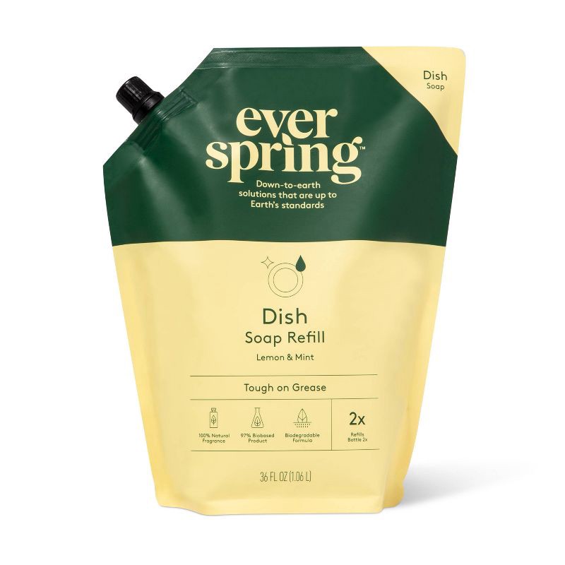 slide 1 of 3, Dish Soap Refill - Lemon & Mint - 36 fl oz - Everspring™, 36 fl oz