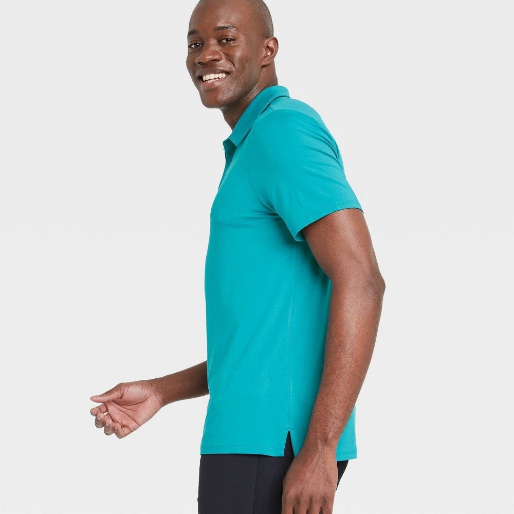 slide 4 of 4, Men's Jersey Polo Shirt - All in Motion Deep Turquoise S, 1 ct