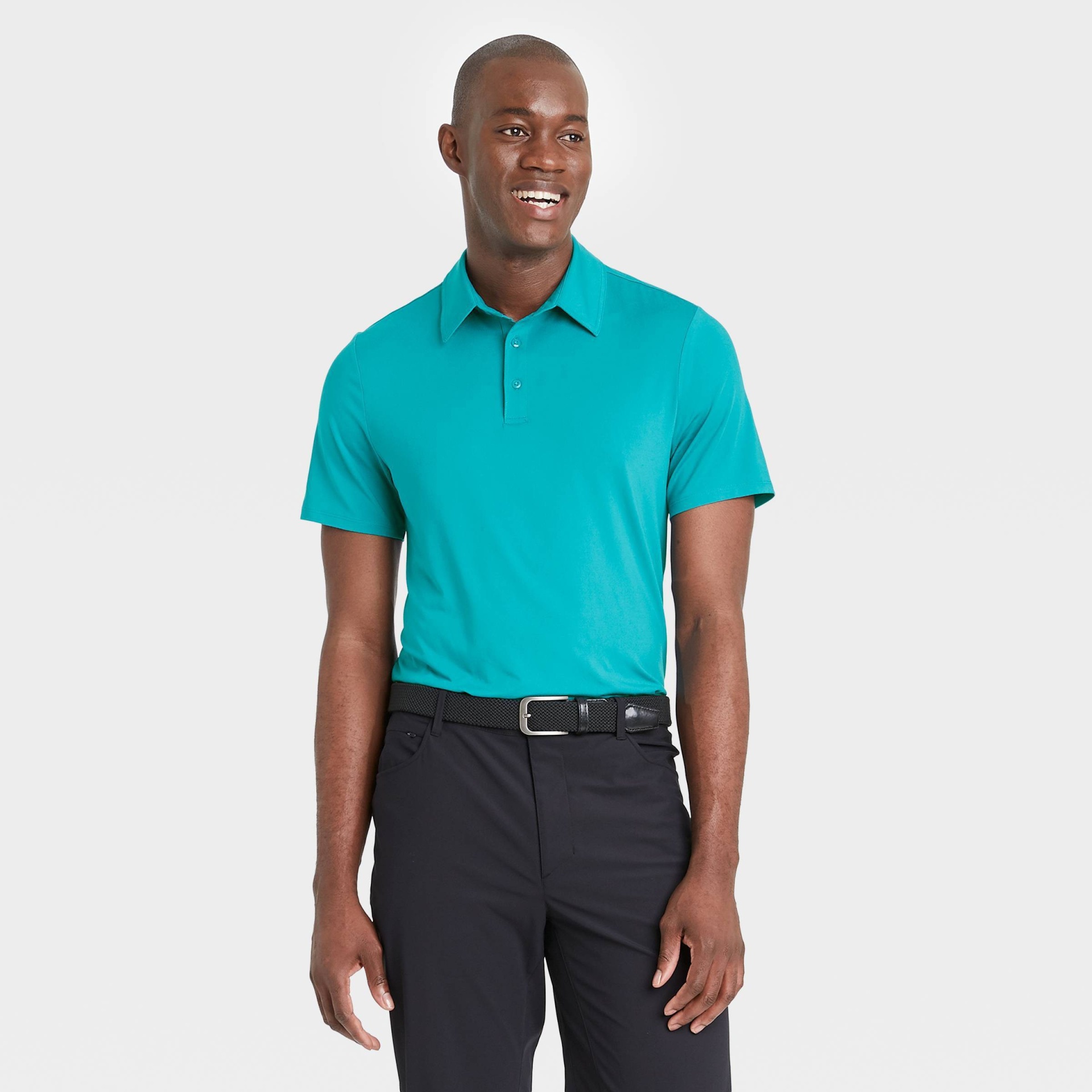 slide 1 of 4, Men's Jersey Polo Shirt - All in Motion Deep Turquoise M, 1 ct