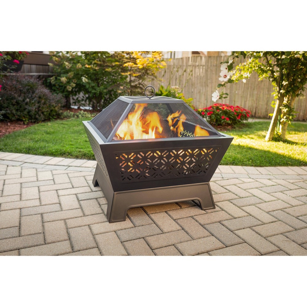 slide 3 of 7, Calipso 26" Square Wood Burning Fire Pit - Pleasant Hearth, 1 ct
