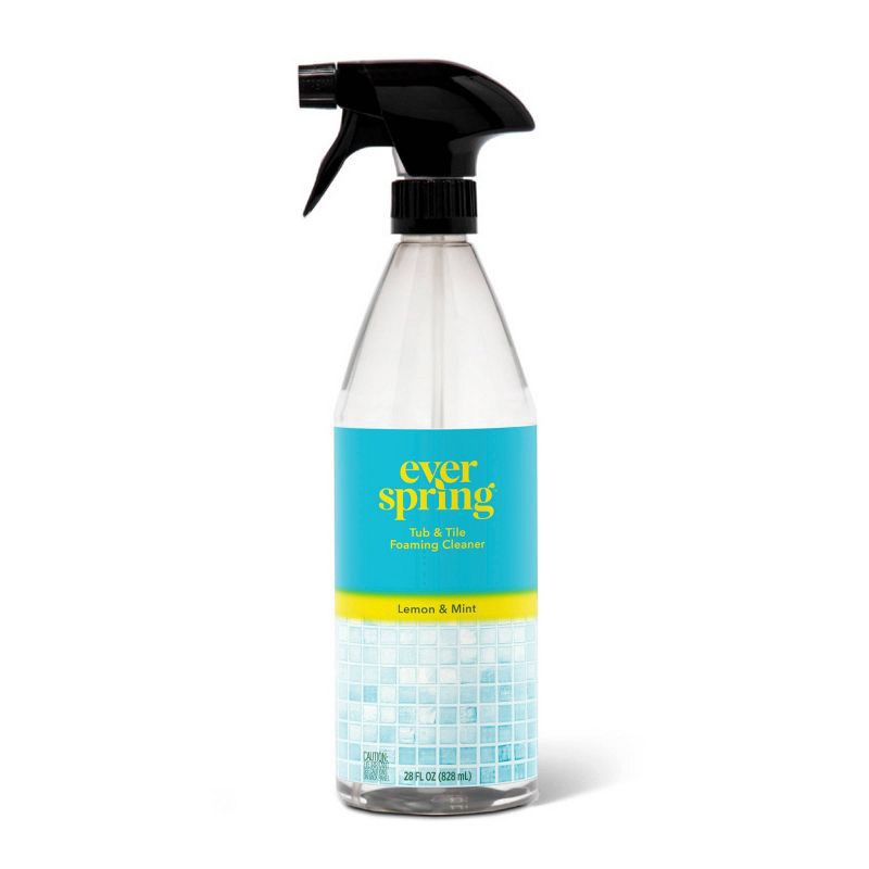slide 1 of 3, Lemon & Mint Tub & Tile Bathroom Cleaner - 28 fl oz - Everspring™: Liquid Spray for Showers, Sinks, Glass, Porcelain, Ceramic, 28 fl oz