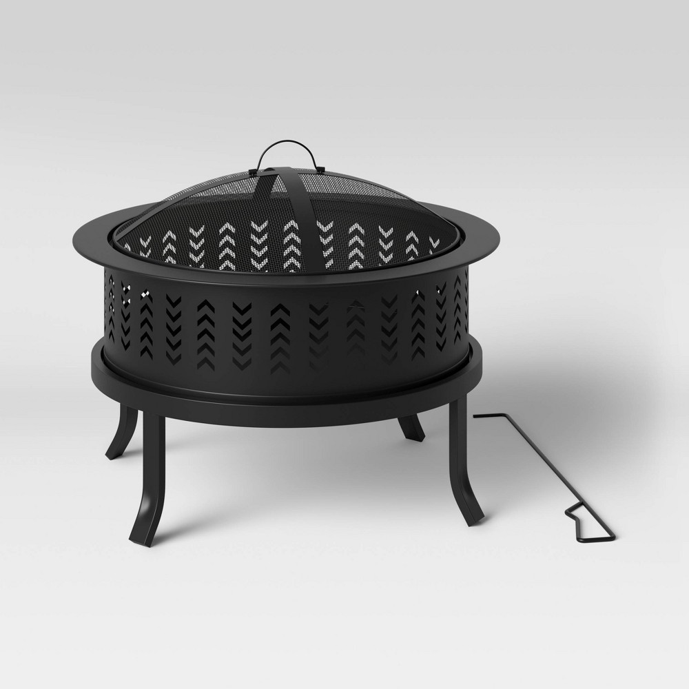 slide 2 of 4, 26" Chevron Outdoor Wood Burning Fire Pit - Threshold, 1 ct