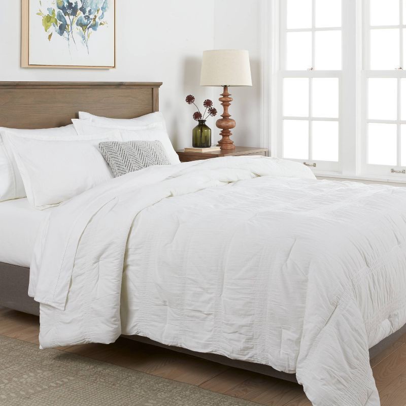 slide 2 of 4, King Seersucker Comforter & Sham Set White - Threshold, 1 ct