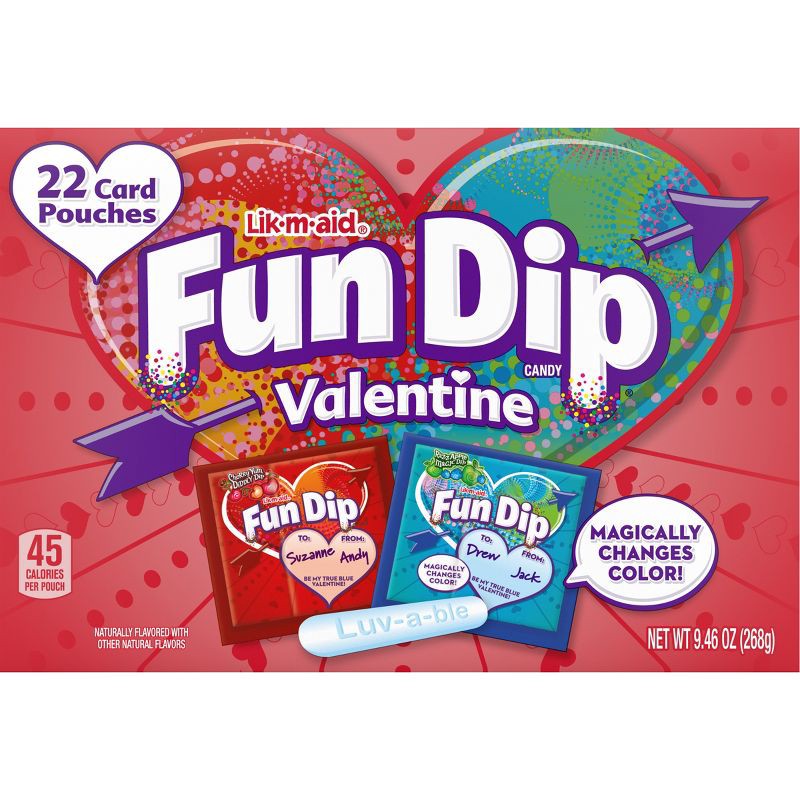 slide 1 of 1, Lik-m-aid Fun Dip Valentine's Day Exchange Candy & Card Kit - 9.46oz/22ct, 9.46 oz, 22 ct