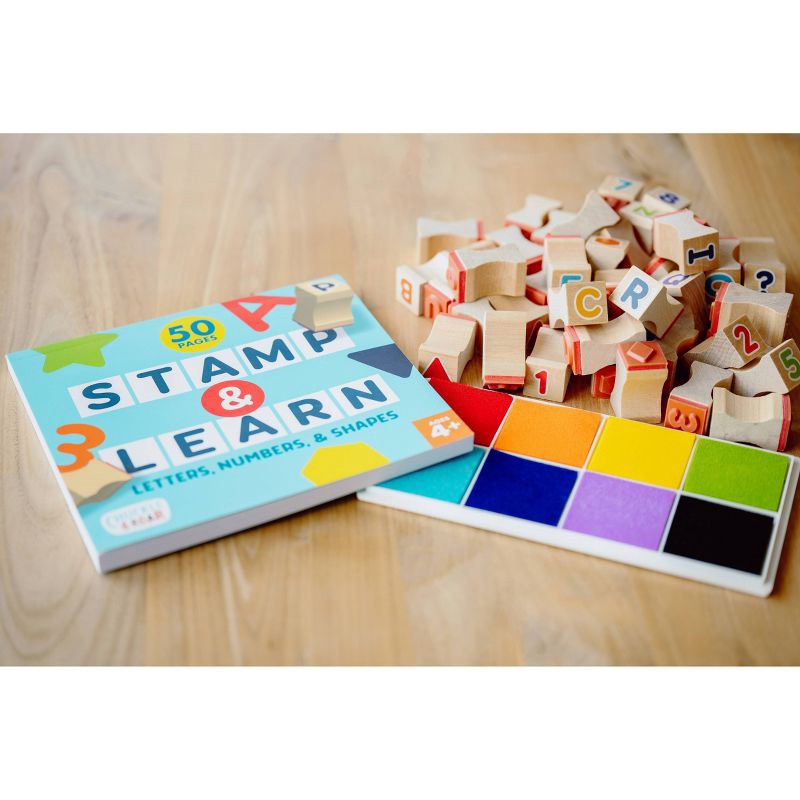 slide 2 of 9, 48pc Wooden Letters, Numbers, & Shapes Stamp Set - Chuckle & Roar, 48 ct