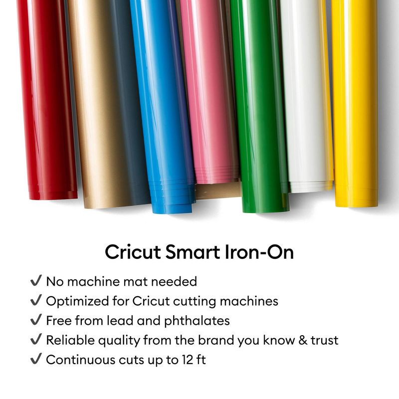 slide 8 of 8, Cricut 3' Smart Iron-On Vinyl - Black, 1 ct