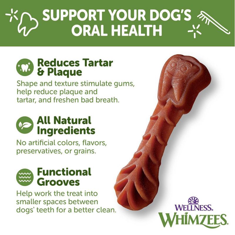 slide 5 of 9, WHIMZEES by Wellness Brushzees Small Dental Vegetable Flavor Dog Treats - 7.4oz, 7.4 oz