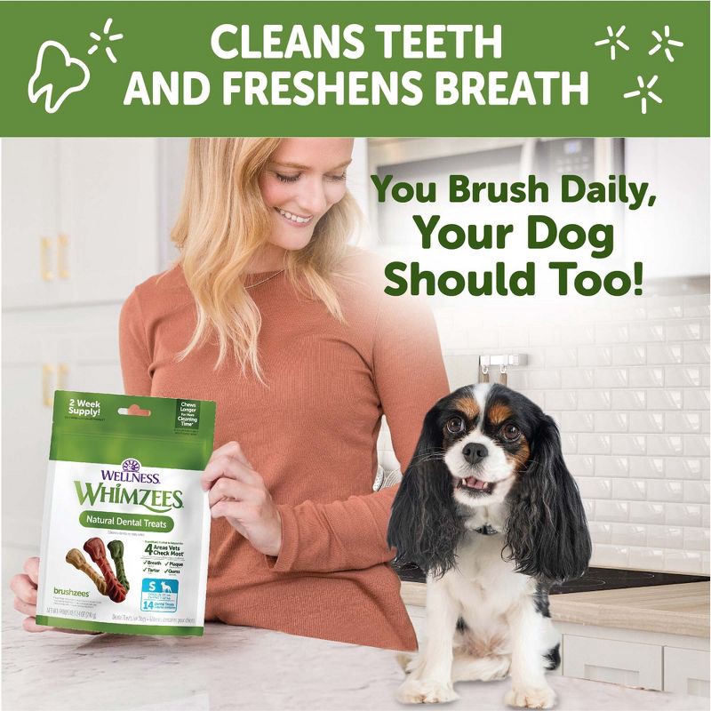 slide 7 of 9, WHIMZEES by Wellness Brushzees Small Dental Vegetable Flavor Dog Treats - 7.4oz, 7.4 oz