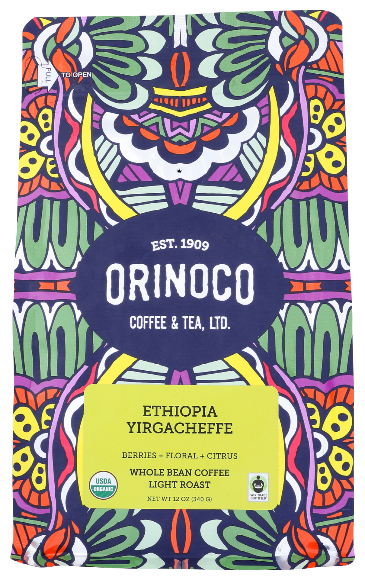 slide 1 of 2, Orinoco Coffee & Tea Ethiopia Yirgacheffe Whole Bean Coffee Light Roast - 12 oz, 12 oz