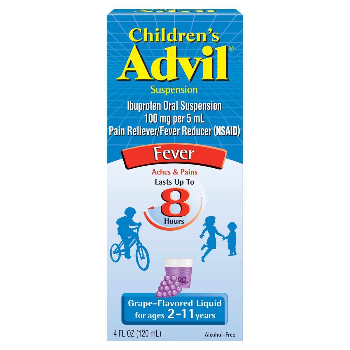 slide 5 of 13, Advil Children's Advil Pain Reliever and Fever Reducer, Liquid Children's Ibuprofen for Pain Relief, Grape - 4 Fl Oz, 4 fl oz
